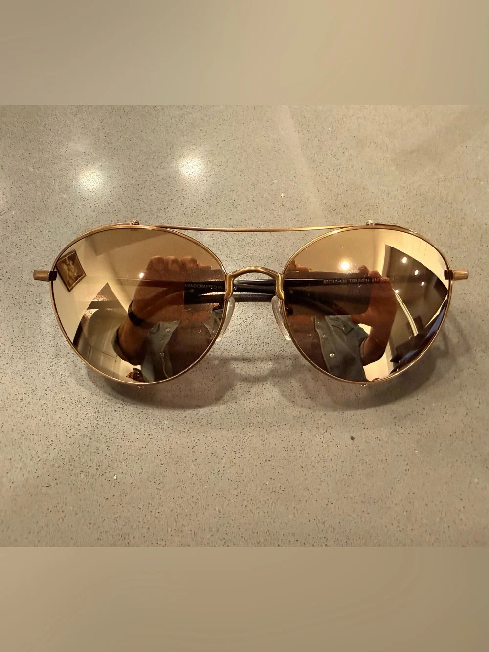 Saint Owen titanium frame Gold Round Aviator Sunglasses - Mirrored Lenses